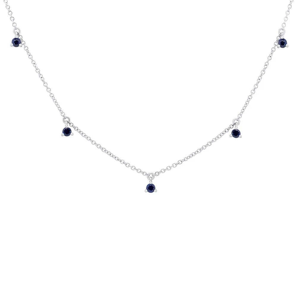 0.35CT 14K W/G BLUE SAPPHIRE NECKLACE