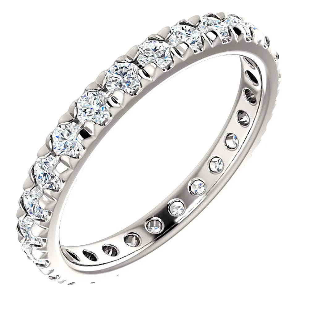 1 Ct Diamond Wedding Eternity Ring 14k White Gold