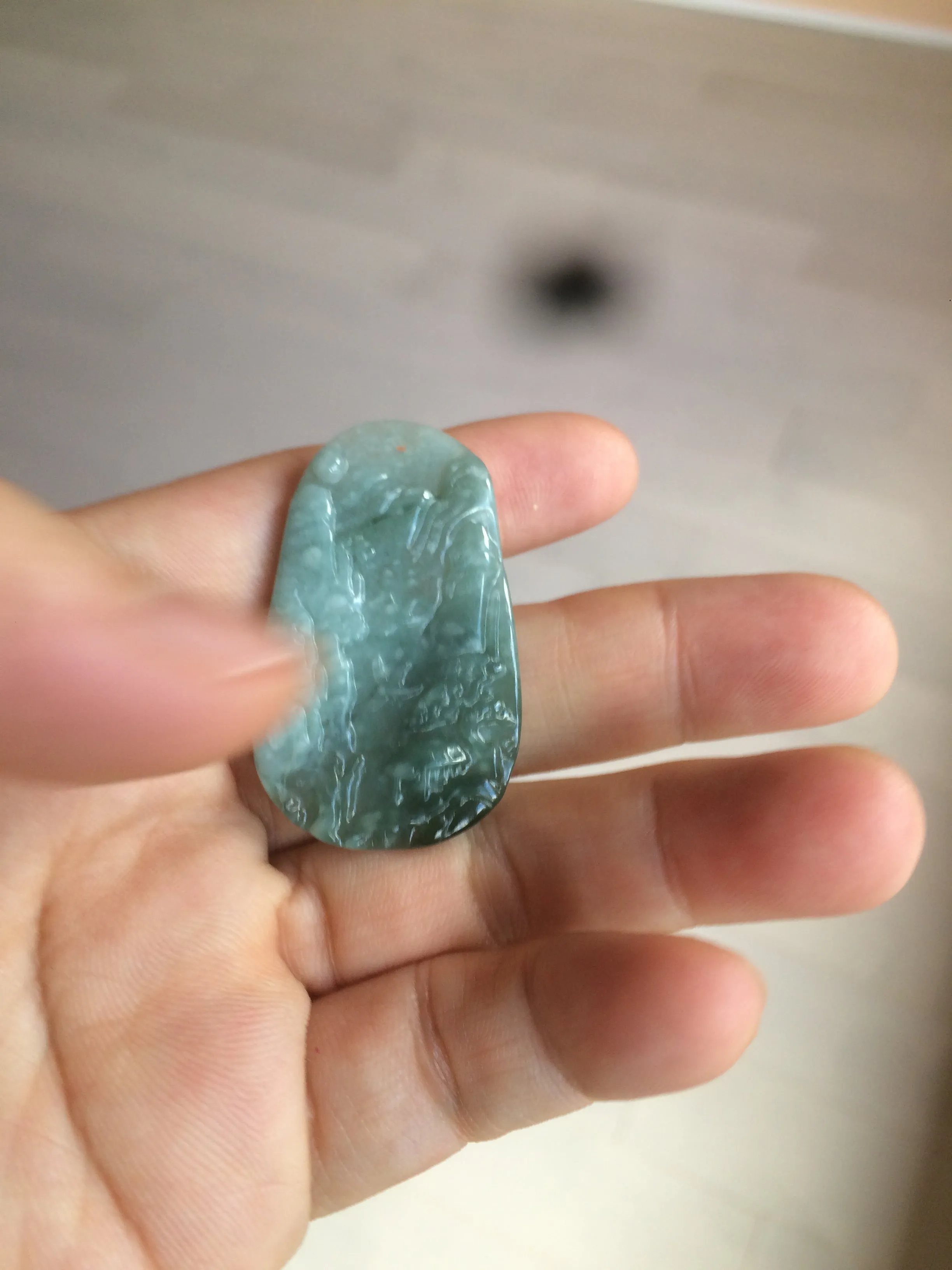 100% natural green/blue/gray/yellow Guatemala jadeite jade landscape(山水) pendant AQ74