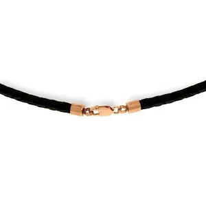 10.8 Carat 14K Solid Rose Gold Leather Necklace Pearl Sapphire