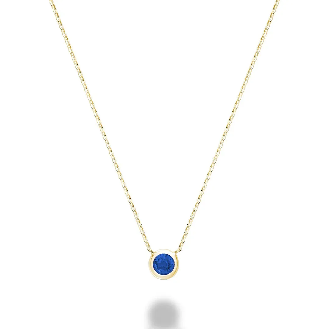 10K Gold Bezel Set Precious Gemstone Necklace