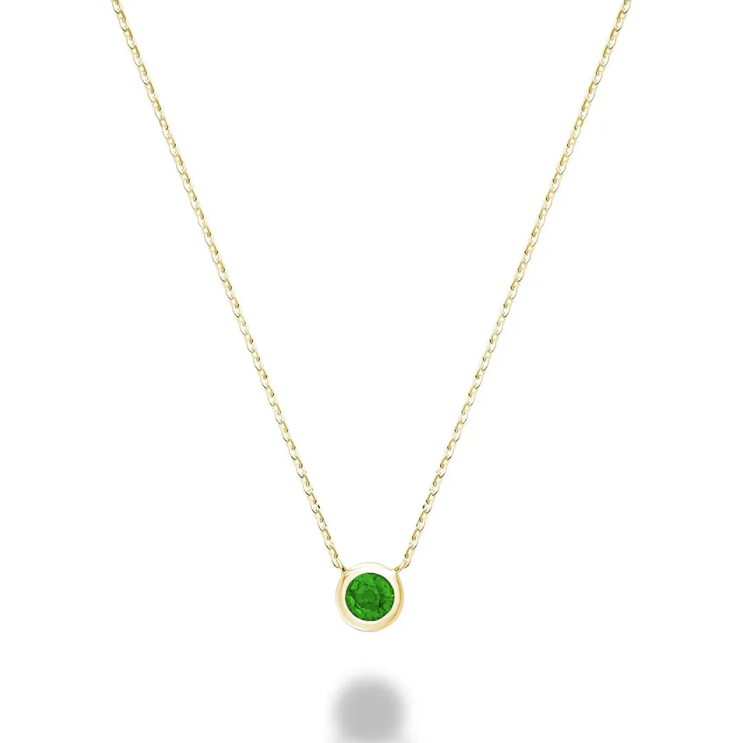 10K Gold Bezel Set Precious Gemstone Necklace