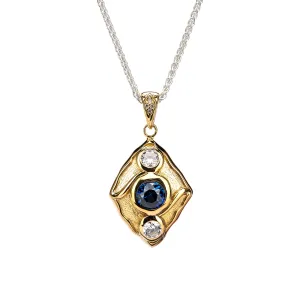 10K Gold Sapphire and Cubic Zirconia Rocks 'n Rivers Pendant