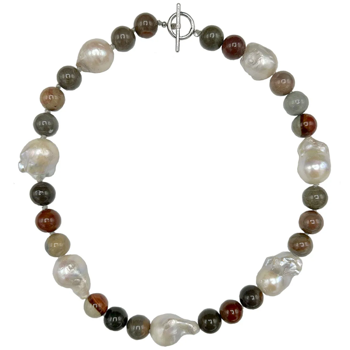 110-04 | WARM AGATE & WILD PEARL NECKLACE