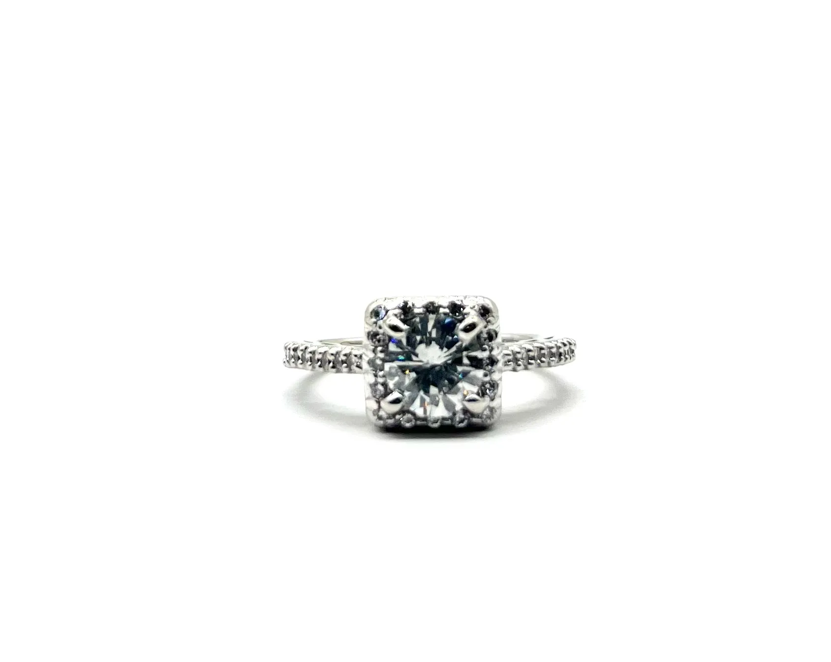 1.10ctw Diamond Square Halo Ring