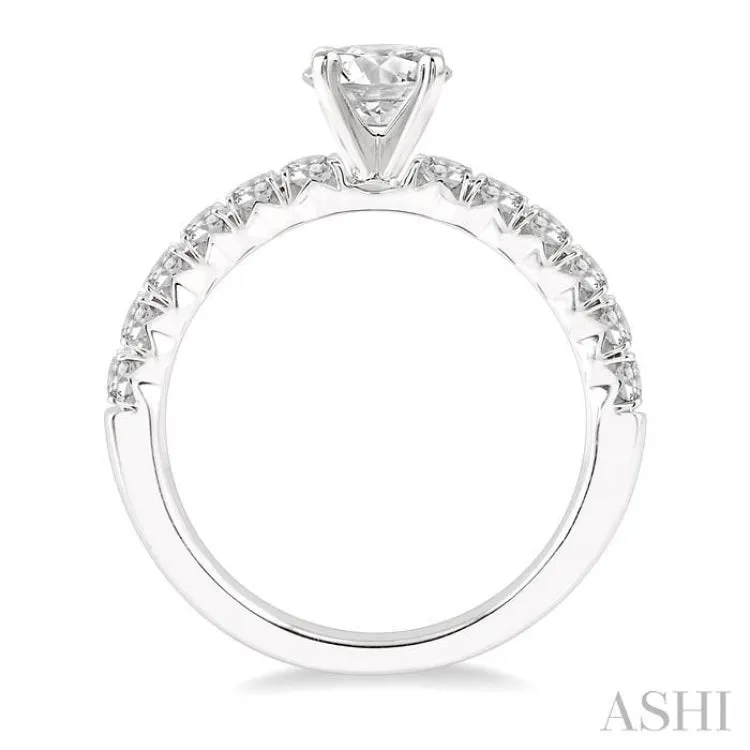 1/2 Ctw Endless Embrace Round Cut Diamond Ladies Engagement Ring with 1/4 Ct Round Cut Center Stone in 14K White Gold