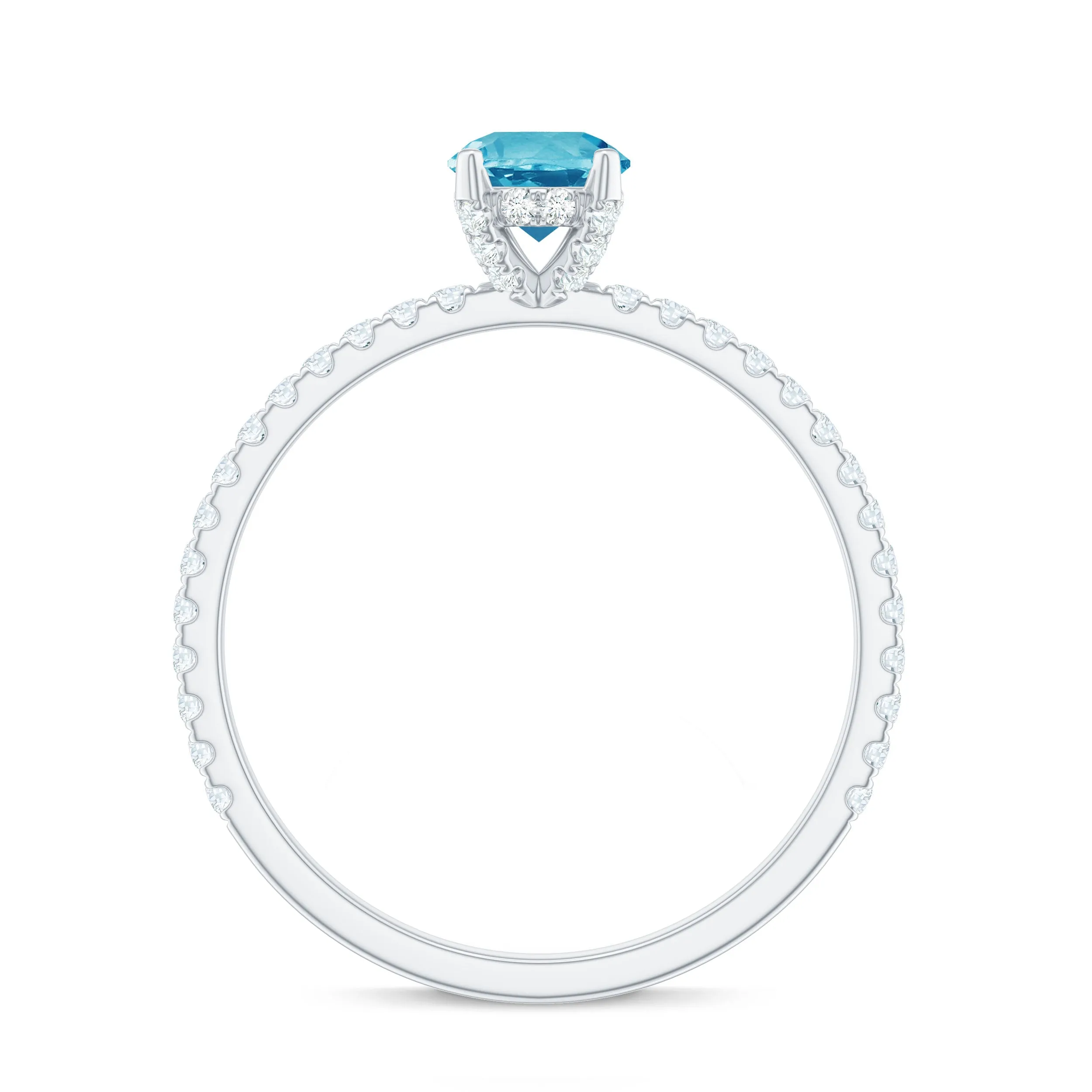 1.25 CT Solitaire Ring with Swiss Blue Topaz and Diamond Side Stones