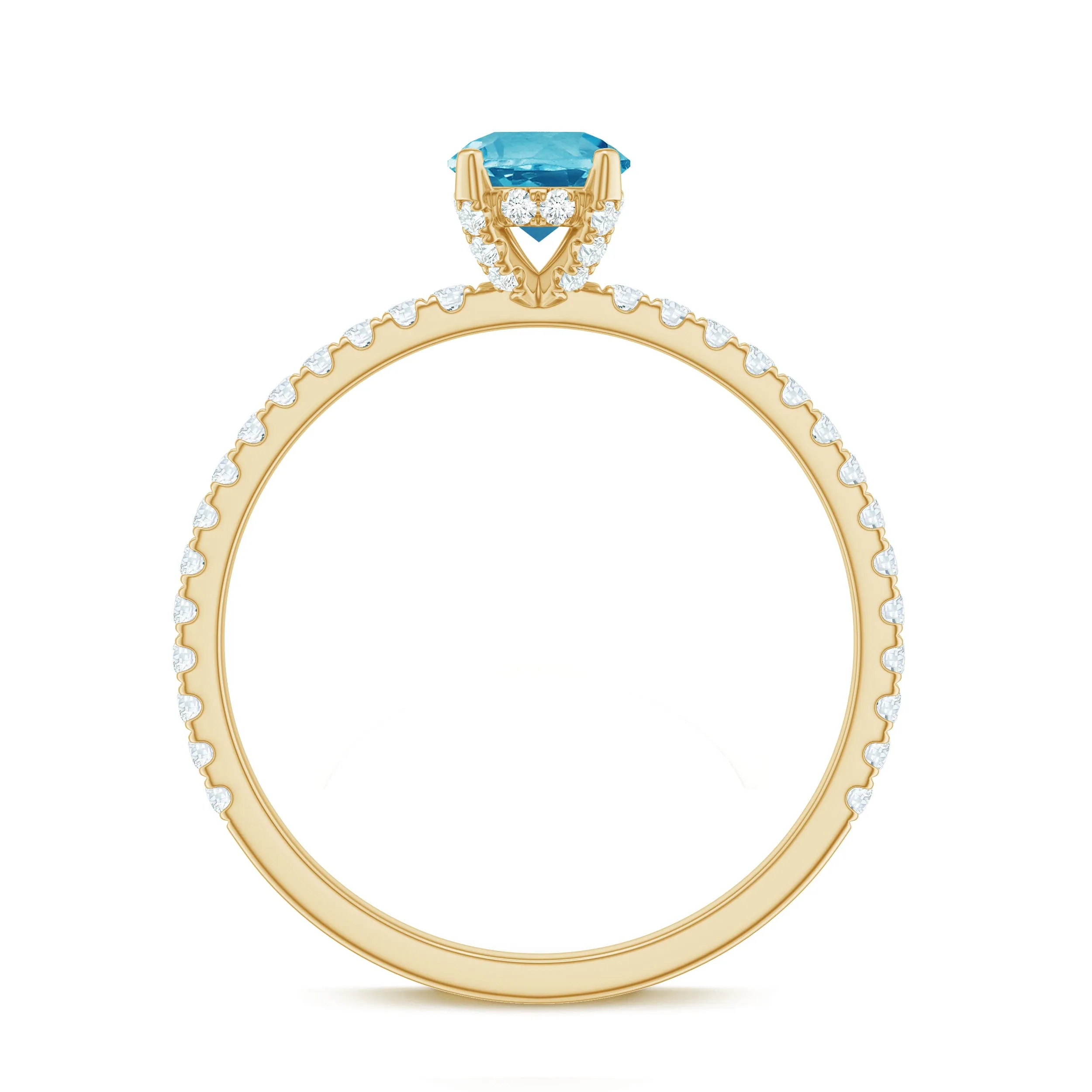 1.25 CT Solitaire Ring with Swiss Blue Topaz and Diamond Side Stones