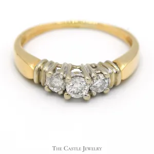 1/2cttw Three Stone Diamond Engagement Ring in 14k Yellow Gold