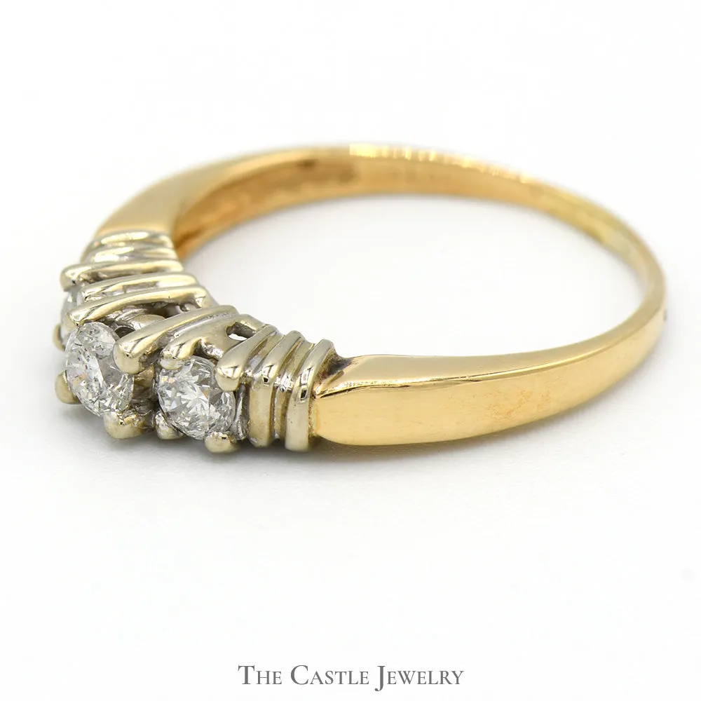 1/2cttw Three Stone Diamond Engagement Ring in 14k Yellow Gold