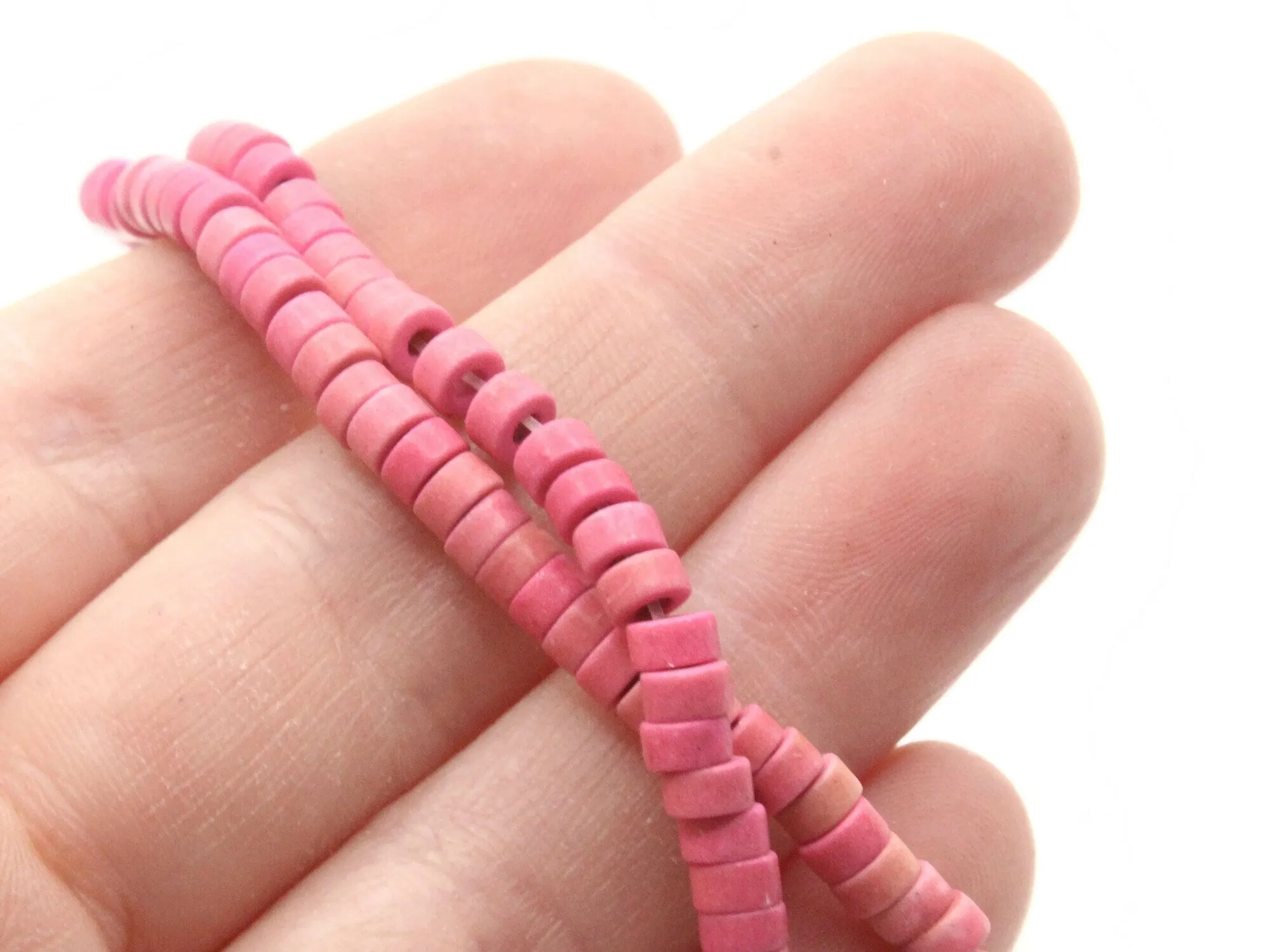 135 4mm Pink Tube Dyed Synthetic Turquoise Stone Beads