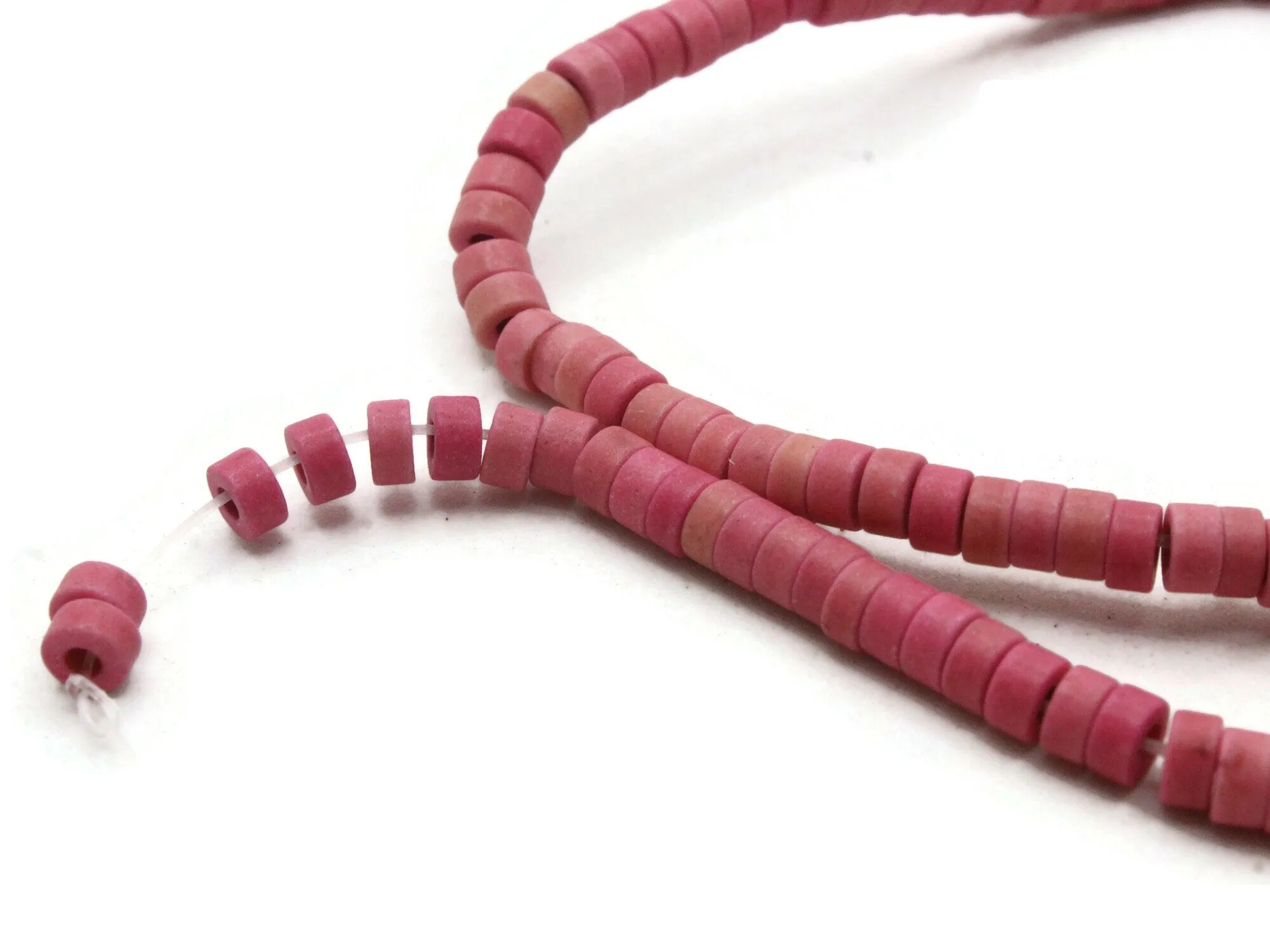 135 4mm Pink Tube Dyed Synthetic Turquoise Stone Beads