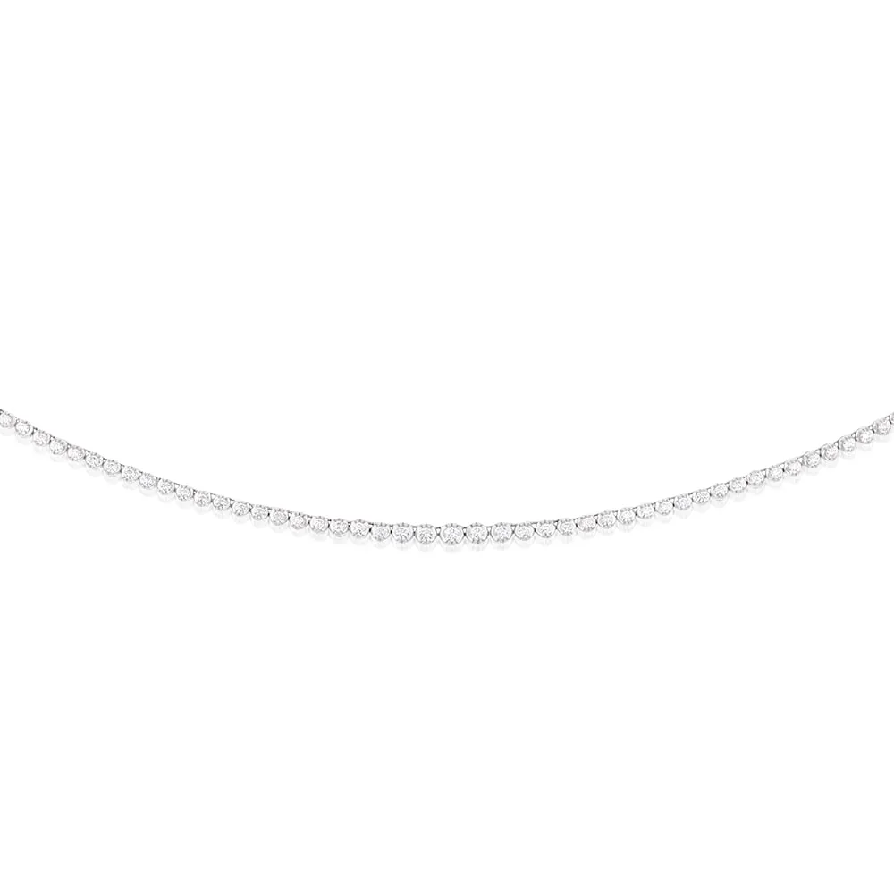 14ct White Gold 3 Carats Diamond Necklace with 157 Brilliant Diamonds 43cm length