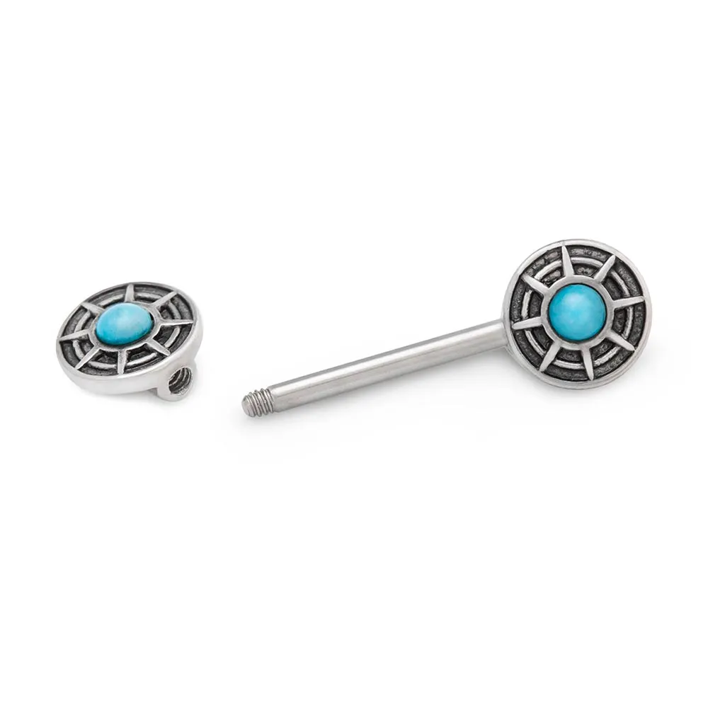 14g 1/2” Turquoise Crop Circle Nipple Barbell — Price Per 1