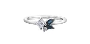 14k Blue Sapphire and Canadian Diamond "Shooting Star" Ring