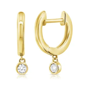 14k Gold & Diamond Huggie Earrings- 0.10 ct.