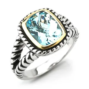 14K Gold And 925 Sterling Silver Ring in Blue Topaz (141R114803BT)