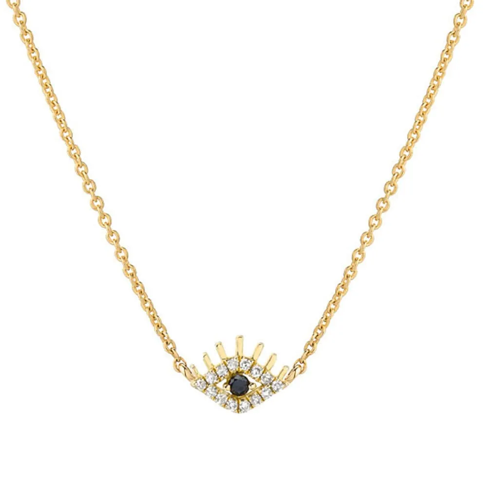 14k Petite Evil Eye With Lashes Necklace