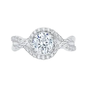 14K White Gold Round Diamond Engagement Ring (Semi Mount)