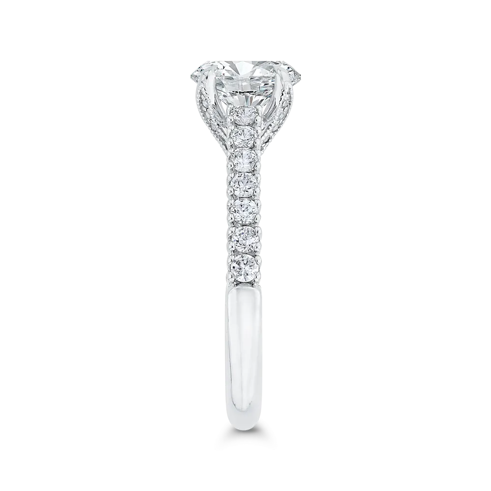 14K White Gold Round Diamond Engagement Ring with Euro Shank (Semi Mount)