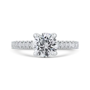 14K White Gold Round Diamond Engagement Ring with Euro Shank (Semi Mount)