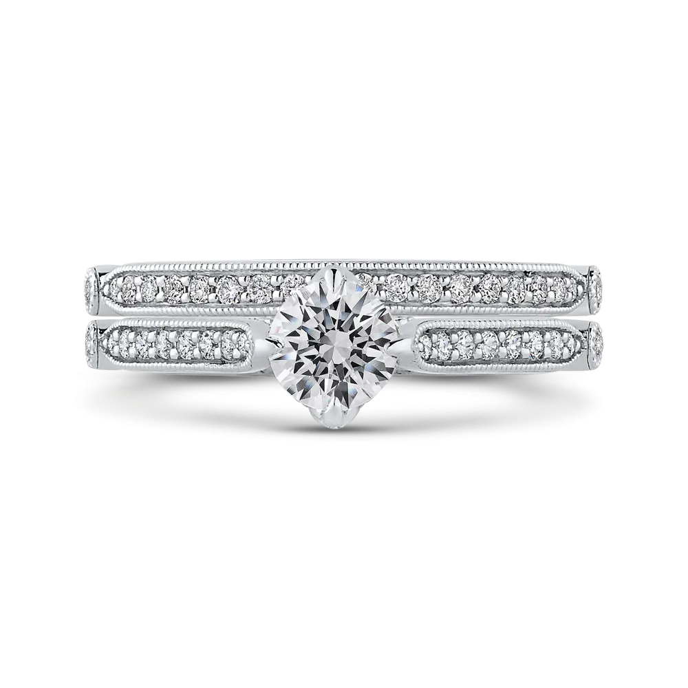 14K White Gold Round Diamond Engagement Ring