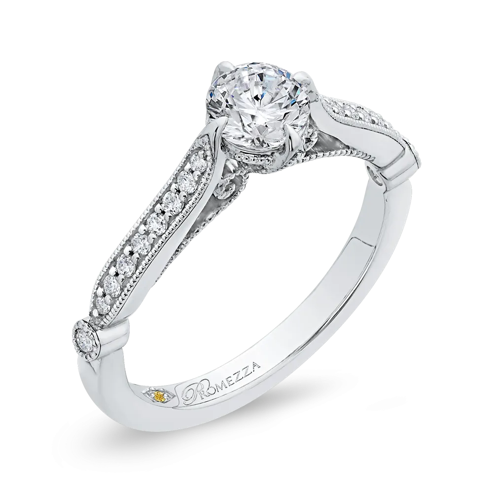 14K White Gold Round Diamond Engagement Ring