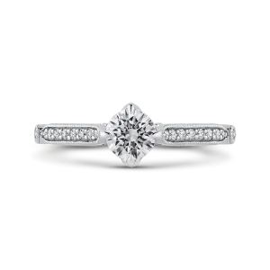 14K White Gold Round Diamond Engagement Ring