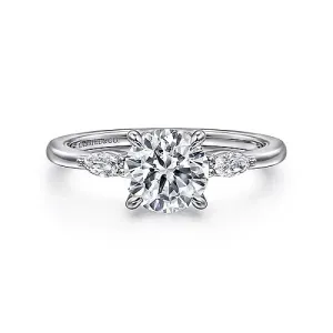 14K White Gold Semi-Mount Diamond Engagement Ring with 0.17 carat total weight side diamonds