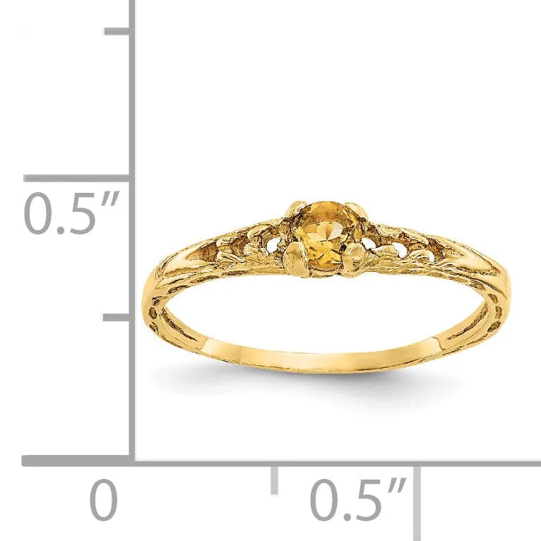 14k Yellow Gold Citrine Birthstone Baby Ring