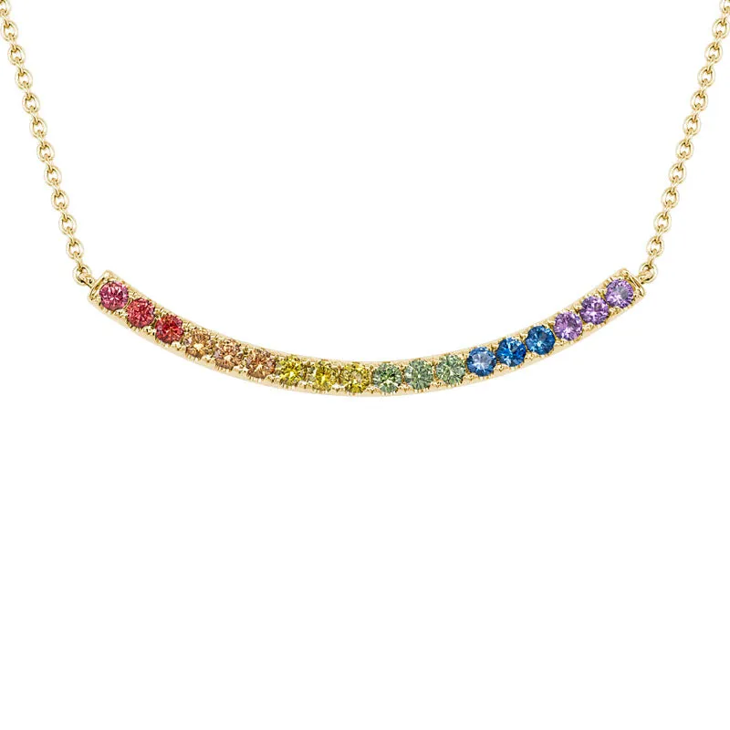 14k Yellow Gold Multi Coloured Sapphire Pendant