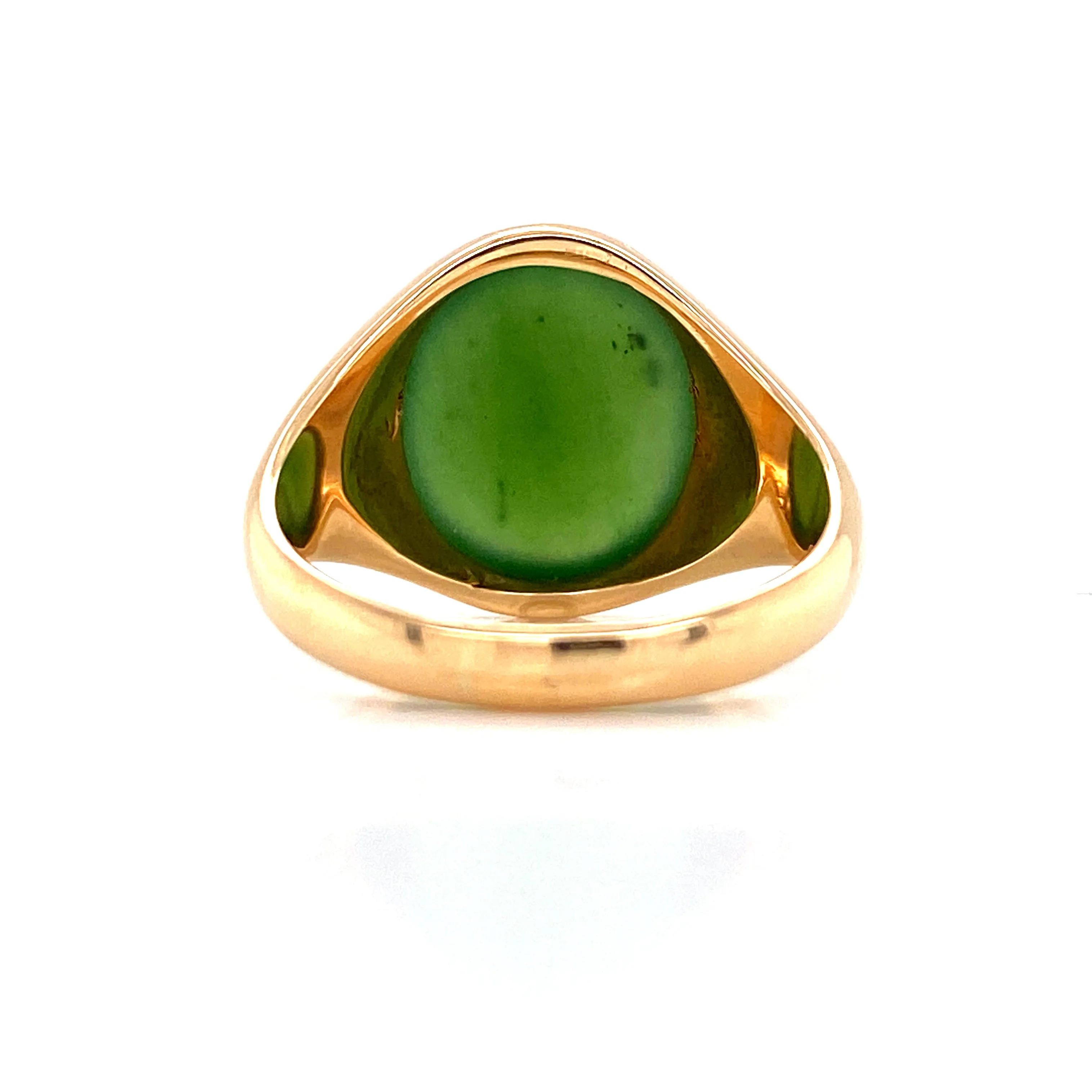 14K Yellow Gold Oval Jade Ring