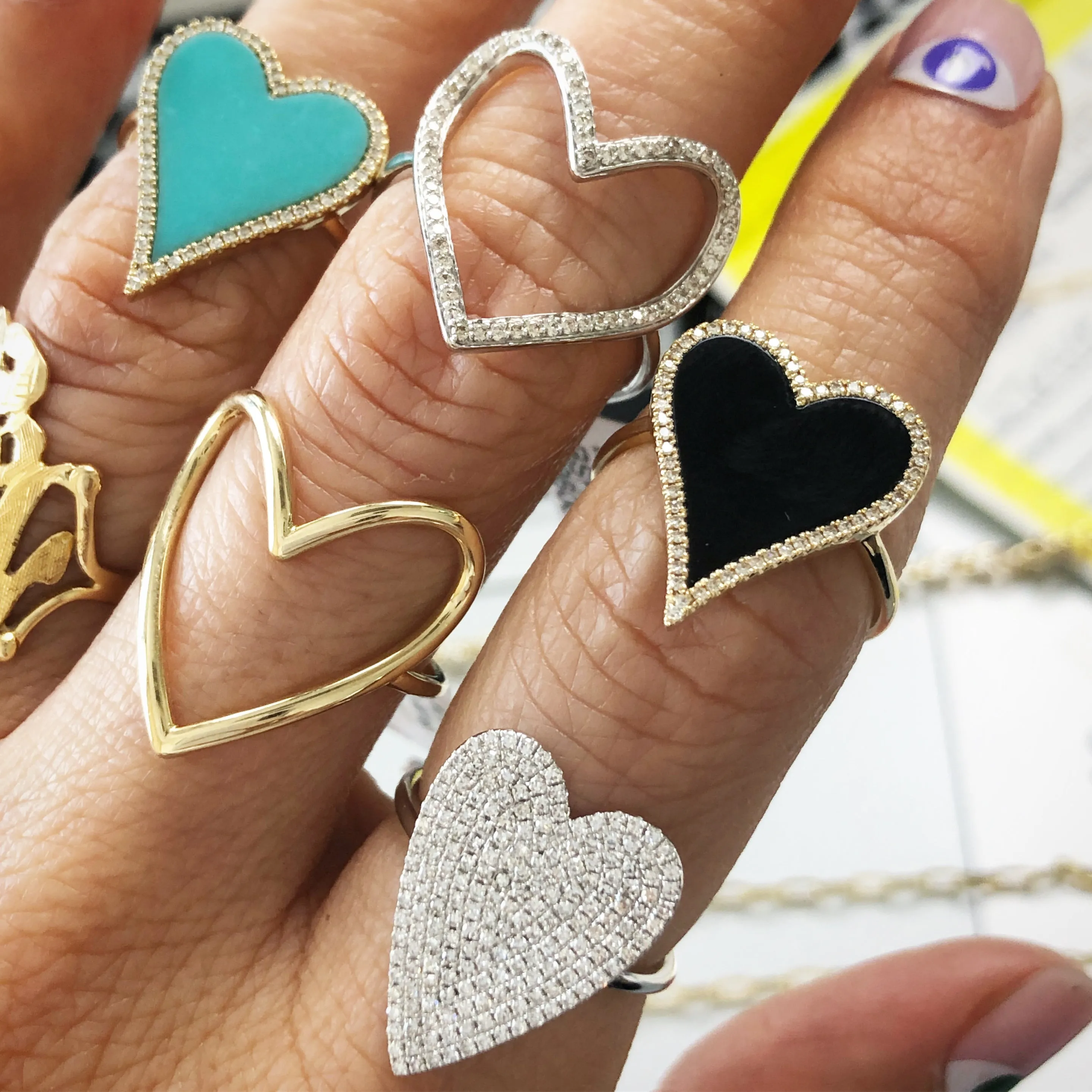 14k Yellow Gold Turquoise Heart Ring