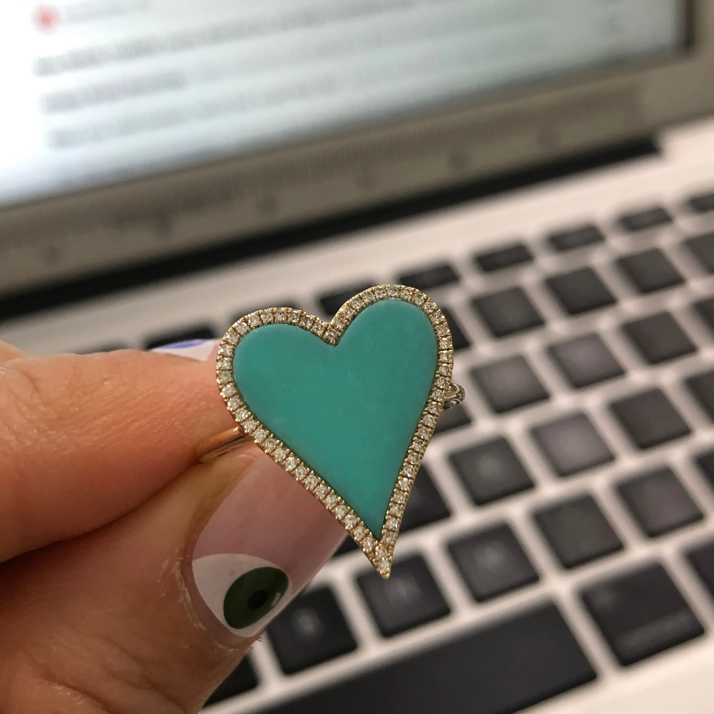 14k Yellow Gold Turquoise Heart Ring