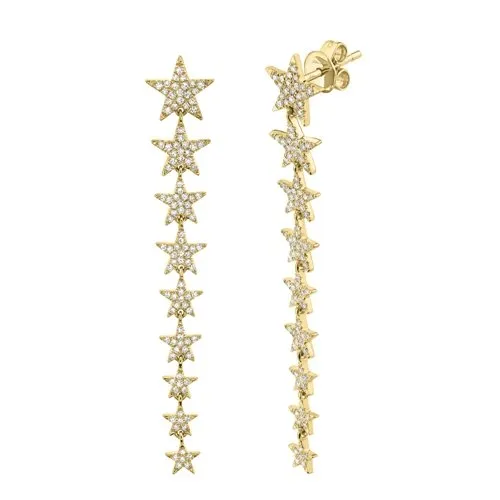 14KT GOLD 0.51 CTW DIAMOND DANGLE STAR EARRINGS