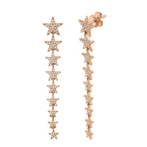 14KT GOLD 0.51 CTW DIAMOND DANGLE STAR EARRINGS