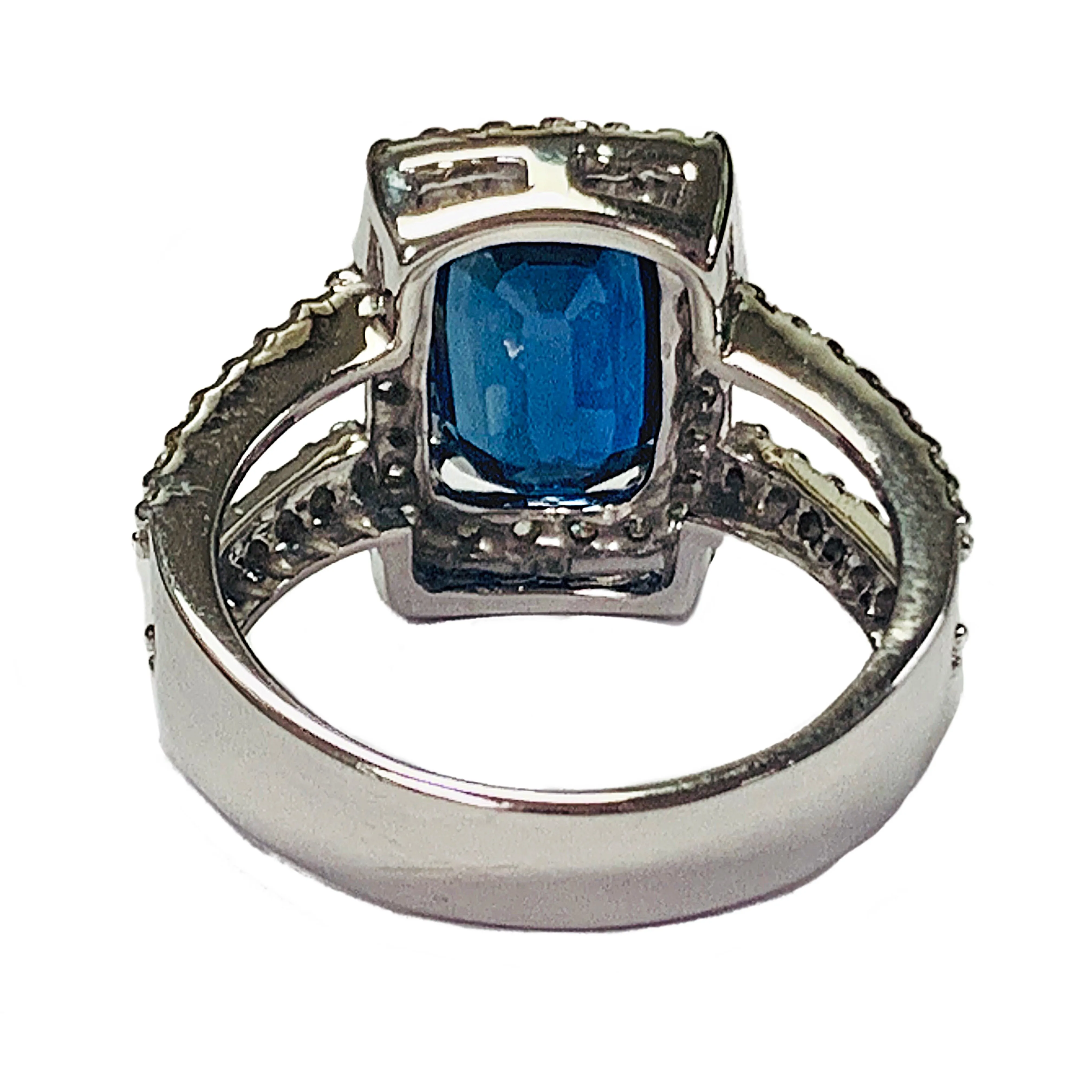 14KT WHITE GOLD 4.20 CT SAPPHIRE AND DIAMOND RING