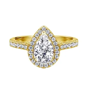 1.5 Carat Pear Halo Engagement Ring - Gold