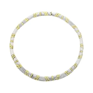 17-Inch 18K Two Tone Gold Diamond Link Necklace