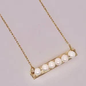 18” Gold Filled John Cauley Original Pearl Bar Design Necklace