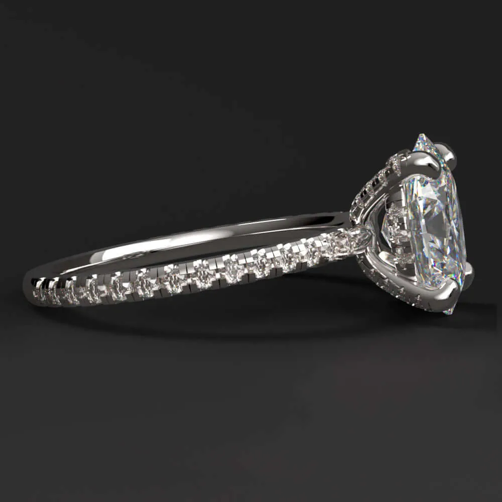 1.85ct LAB CREATED DIAMOND ENGAGEMENT RING CERTIFIED F VS2 OVAL THIN PAVE BAND