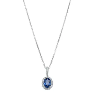 18ct White Gold .82ct Sapphire & Diamond Mini Sierra Pendant