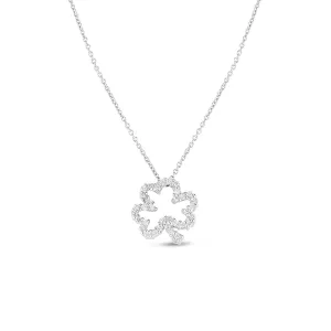 18K Gold and Diamond Open Clover Necklace