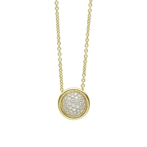 18K Gold Diamond Circle Pendant Necklace