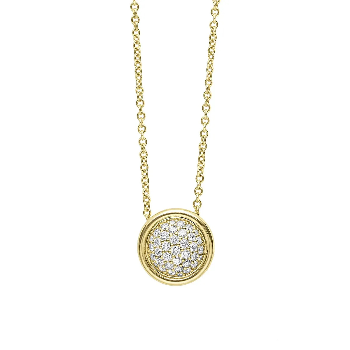 18K Gold Diamond Circle Pendant Necklace