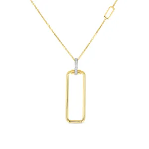 18K Rectangular Pendant with Diamond Bale on Chain