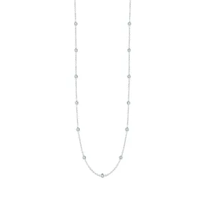 18K White Gold Diamonds by the Inch Station Necklace