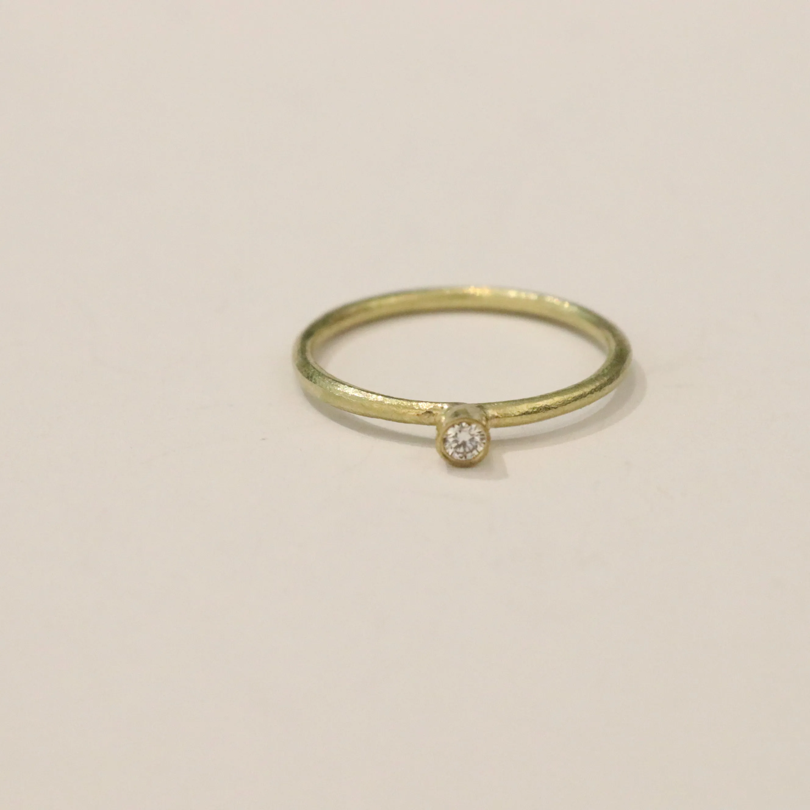 18k Yellow Gold Dainty Diamond Solitaire Ring