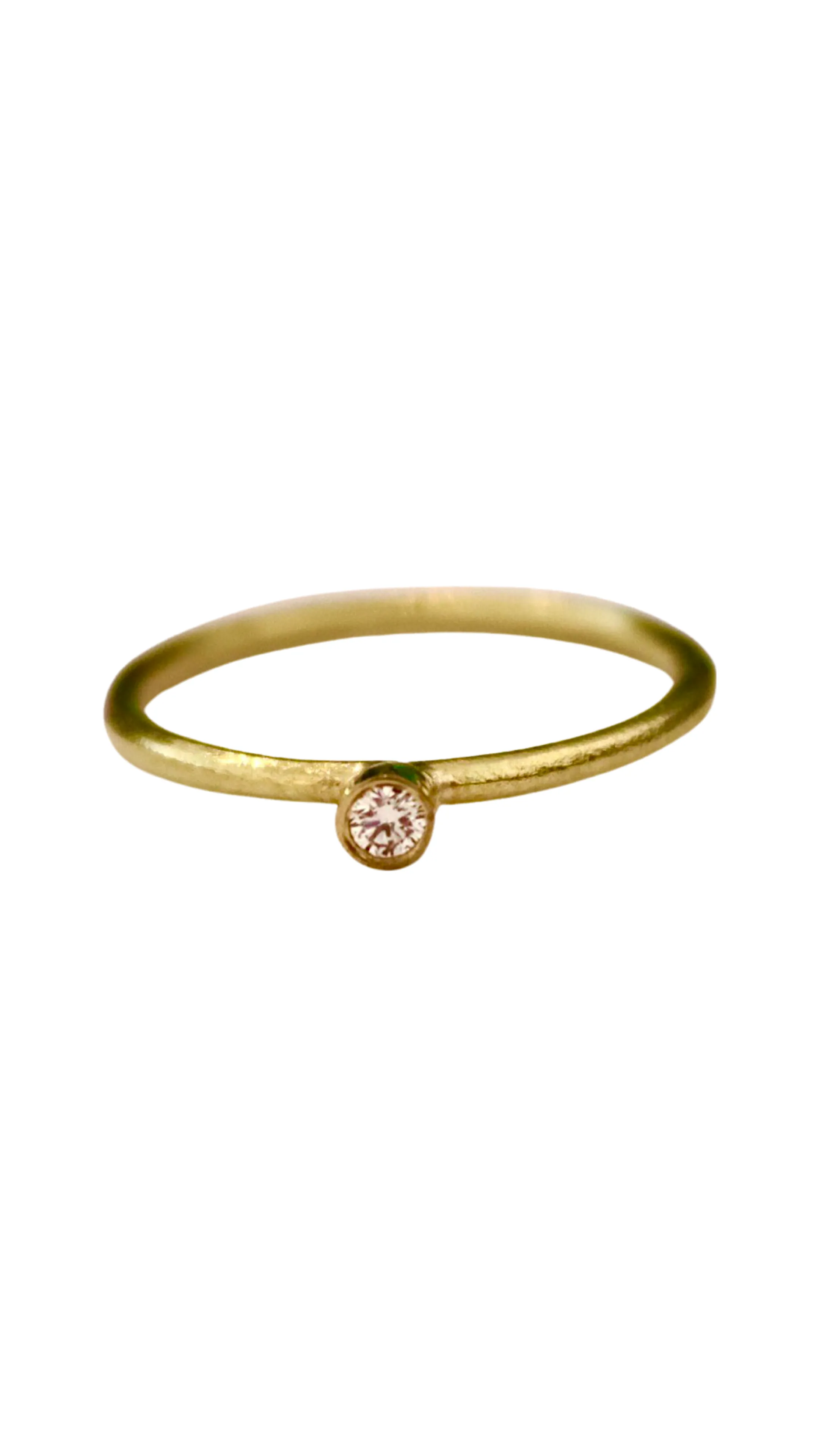 18k Yellow Gold Dainty Diamond Solitaire Ring