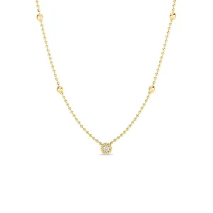 18K Yellow Gold Diamond Alternating Bead Chain